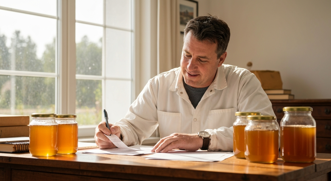 Beekeeper demonstrating beekeeping side business taxes