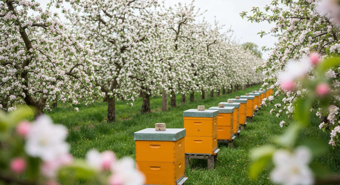 Beekeeper demonstrating pollination contracts 101